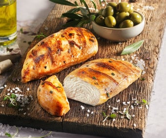Filets de poulet à l’huile d’olive et au sel de mer avec 8% d‘assaisonnement liquide (Numéro d’article 01368)