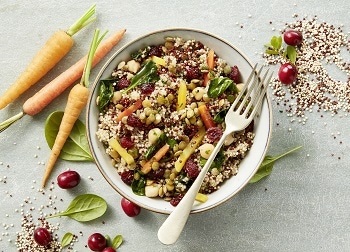 Bol à légumes au quinoa avec canneberges et carottes