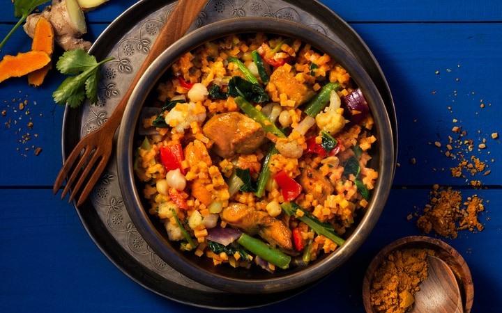 Poêlée aux légumes-poulet ’Indian curry‘ (Numéro d’article 10950)